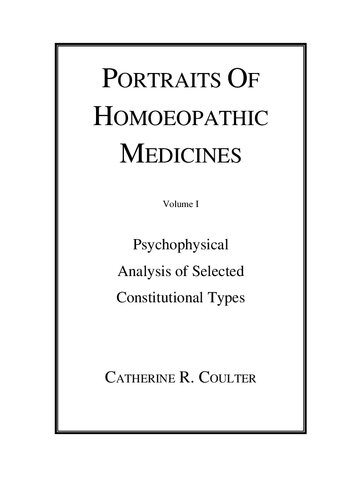 Portraits of Homoeopathic Medicines: v.1: Psychophysical Analyses of Selected Constitutional Types
