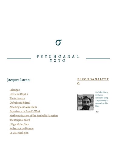 Psychoanalyσto Reader of Jacques Lacan