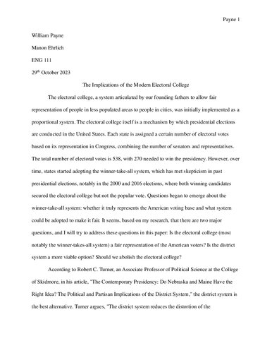 The Implications of the Modern Electoral College