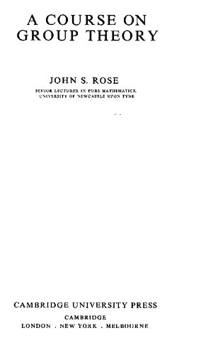 A Course on Group Theory