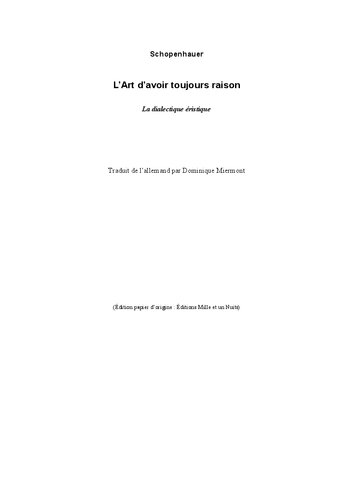 L'art d'avoir toujours raison