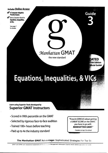 Equations, Inequalities, and VIC's, 4th Edition (GMAT Strategy Guide, No. 3)