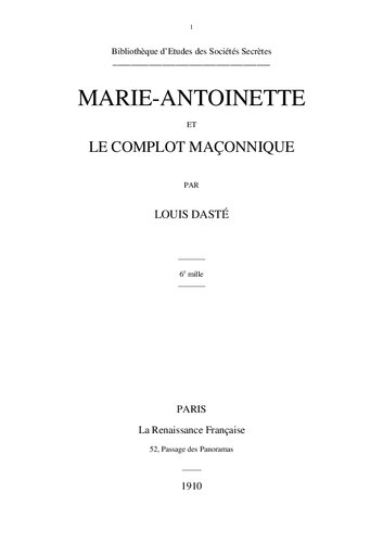 Marie-Antoinette et le Complot Maçonnique