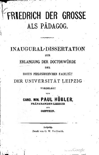 Friedrich der Große als Pädagog