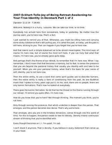 The Joy of Being  (Transcript)