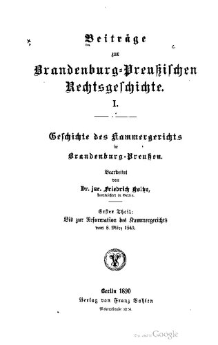 Geschichte des Kammergerichts in Brandenburg-Preußen