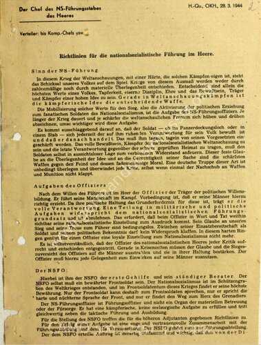 Ferdinand Schörner - Richtlinien für die nationalsozialistische Führung im Heere - Kampf gegen Panzer mit allen Waffen (Auszüge aus 