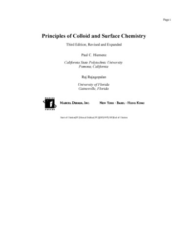 Principles of colloid and surface chemistry