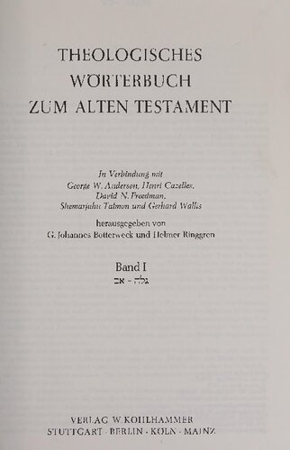Theologisches Wörterbuch zum Alten Testament: אב-גלה