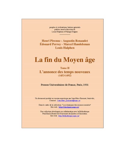 La Fin du Moyen Age T2 1453-1492