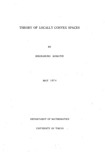 Lectures on locally convex spaces