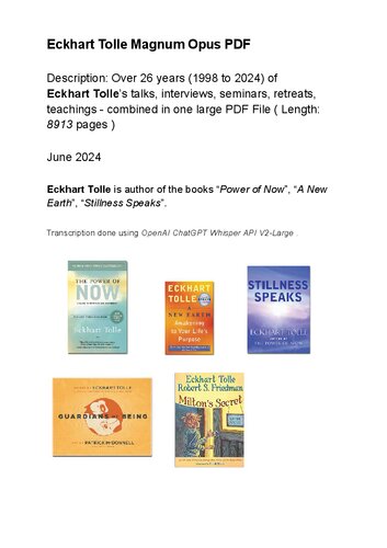 Eckhart Tolle : The Magnum Opus