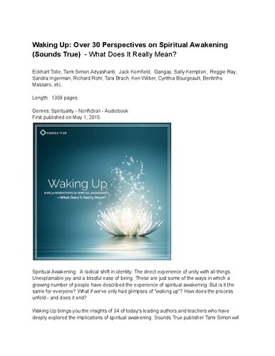 Waking Up : Over 30 Perspectives on Spiritual Awakening - What Does It Really Mean? (Sounds True)