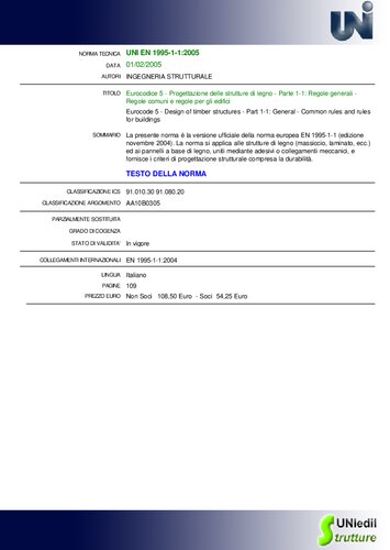 - Progettazione delle strutture di legno - Parte 1-1: Regole generali - Regole comuni e regole per gli edifici / Eurocode 5 - Design of timber structures - Part 1-1: General - Common rules and rules for buildings
