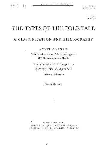 The Types of the Folktale: A Classification and Bibliography