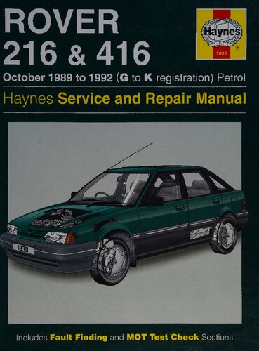 Haynes Rover 216 & 416 1989 to 1992 Service and Repair Manual