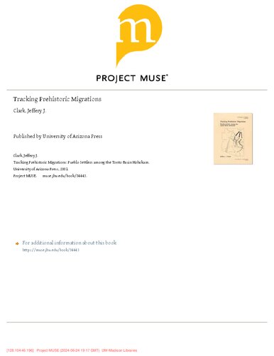 Tracking Prehistoric Migrations: Pueblo Settlers among the Tonto Basin Hohokam (Volume 65) (Anthropological Papers)