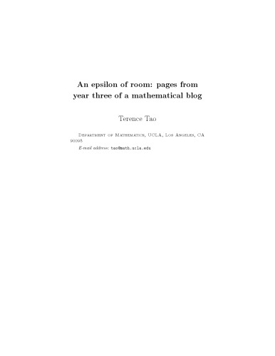 An epsilon of room: pages from year three of a mathematical blog