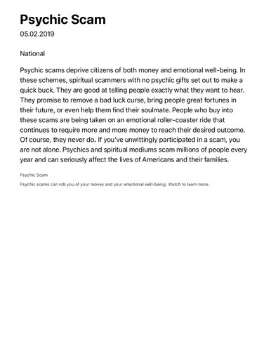 Psychic Scam
