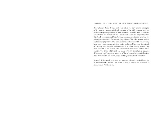 Nature, Culture, and the Origins of Greek Comedy: A Study of Animal Choruses