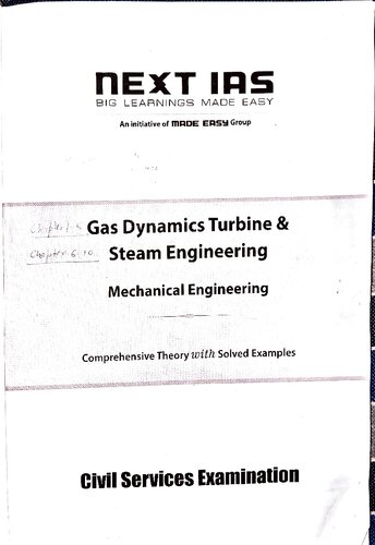 Gas Dynamics Turbine and Steam Engineering UPSC CSE Mechanical Engineering Optional Postal Study Material by NEXT IAS