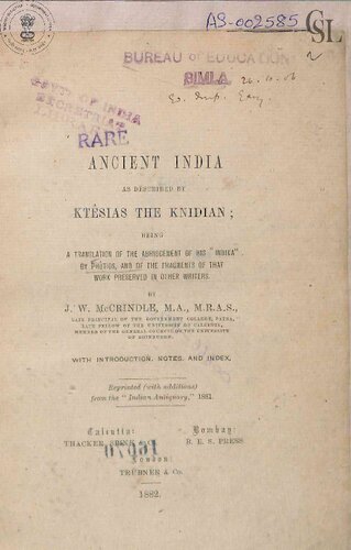Ancient India as described by Ktesias the Knidian