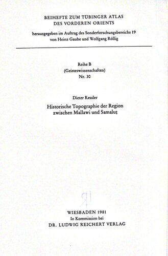 Historische Topographie der Region Zwischen Mallawi Und Samalut