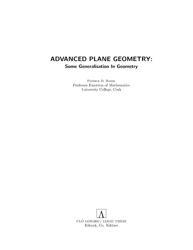 Advanced Plane Geometry: Some Generalization In Geometry