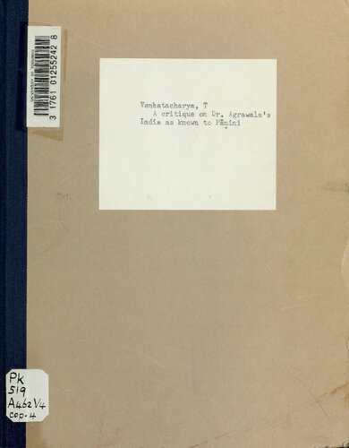 A critique on Dr. Agrawala's India as known to Panini