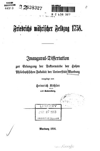 Friedrichs mährischer Feldzug 1758