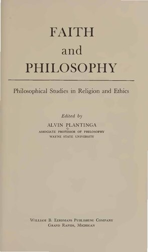 Faith and Philosophy - Philosophical Studies in Religion and Ethics