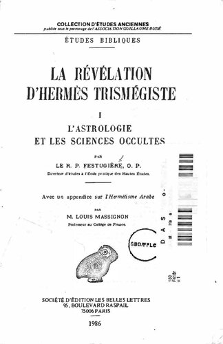 La révélation d'Hermès Trismégiste: L'Astrologie et les sciences occultes, Volume 1