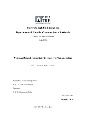 Wesen, Eidos and Normativity in Husserl’s Phenomenology