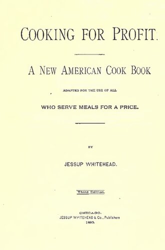 Cooking for Profit. A New American Cook Book