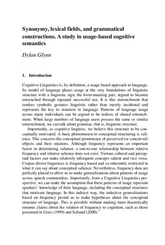 Synonymy, lexical fields, and grammatical constructions. A study in usage-based cognitive semantics