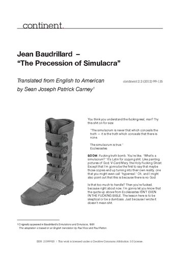 The Precession of Simulacra - Translated from English to American