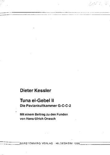 Tuna el-Gebel II: die Paviankultkammer G-C-C-2