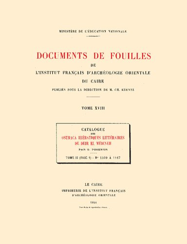Catalogue des ostraca hiératiques littéraires de Deir el Médineh