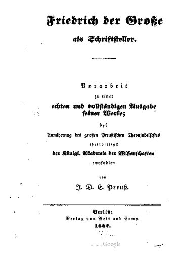Friedrich der Große als Schriftsteller