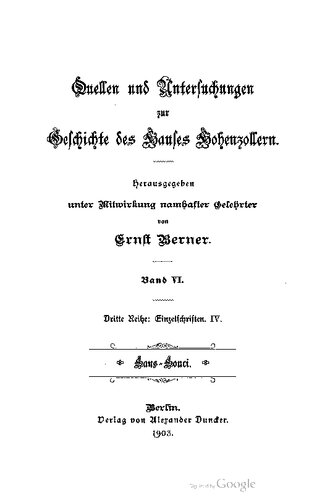 Sans-Souci zur Zeit Friedrichs des Großen und heute ; Betrachtungen und Forschungen