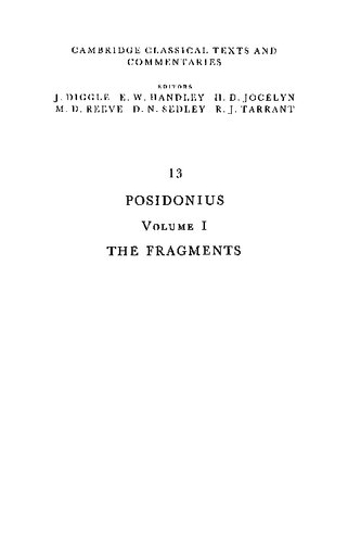 Posidonius. Volume 1: The fragments