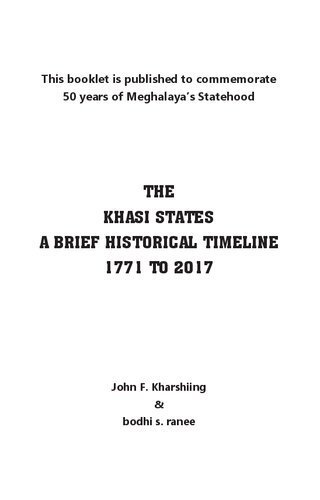 The Khasi States: A brief Historical Timeline from 1771 to 2017
