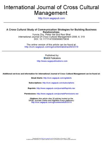 A Cross Cultural Study of Communication Strategies for Building Business Relationships