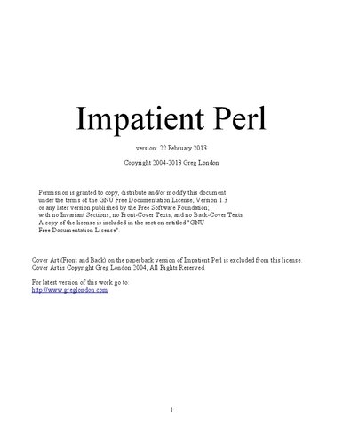Impatient Perl