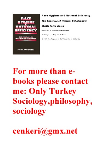 Race Hygiene and National Efficiency: The Eugenics of Wilhelm Schallmayer