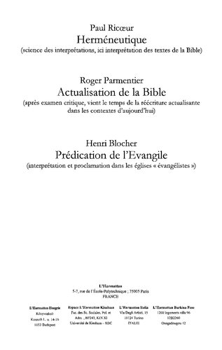 Herméneutique de la Bible  Actualisation de la Bible