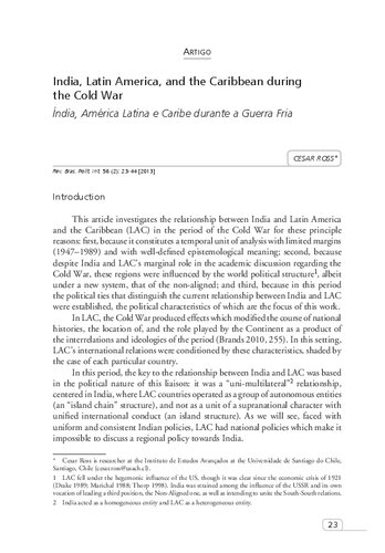 India, Latin America, and the Caribbean during the Cold War