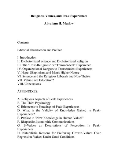 Religions, Values, and Peak-Experiences
