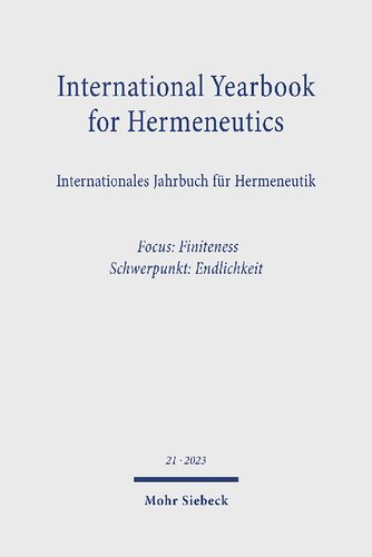 International Yearbook for Hermeneutics: Volume 21 Focus: Finiteness