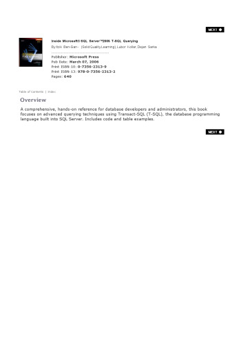 Inside Microsoft SQL Server 2005: T-SQL Querying (Solid Quality Learning)